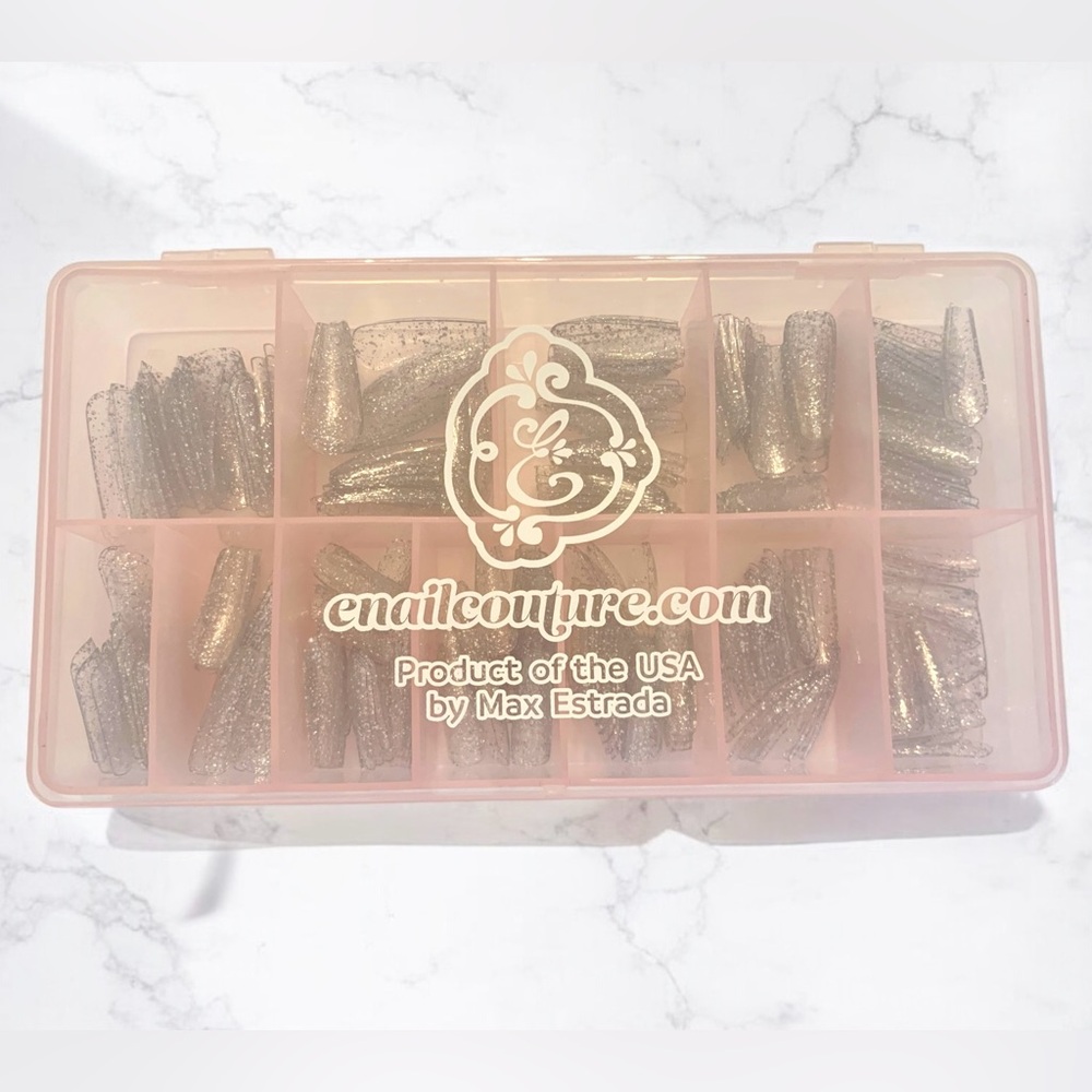 NEW Enailcouture 123 Go Gel Nails Frozen Glitter Coffin